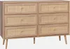 Cassettiera effetto legno e canna a 6 cassetti, Marrone Anteprima dell’immagine prodotto 1