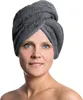 Haarturban / Kopfhandtuch aus Baumwolle, 64 cm, grau Produktbild-Vorschau 1