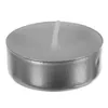 A single tea light candle in a metal holder. Náhled obrázku produktu