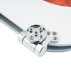 A close-up of a chrome hinge mechanism attached to a white surface, likely part of a toilet seat. Produktbild-Vorschau