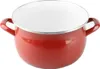 A red enamel pot with two handles and a white interior, shown against a white background. Podgląd zdjęcia produktu