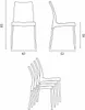 Technical drawing of chairs with dimensions and a stack of chairs. Anteprima dell’immagine prodotto