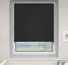 A black roller blind is shown covering most of a window, with a small portion of the outside view visible at the bottom. Produktbild-Vorschau