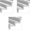 Three illustrations of a stair nosing profile, showing different angles and lengths. Produktbild-Vorschau