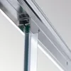 Close-up of a shower enclosure's aluminum track and glass panel with a clear plastic seal. Produktbild-Vorschau