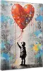 Mädchen mit Herz Ballon Street Art Leinwandbild Wandbild Produktbild-Vorschau 1