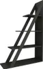 A black, modern, angled bookshelf with four shelves against a white background. Náhled obrázku produktu