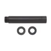 A black metal shower extension pipe with two black washers shown against a white background. Anteprima dell’immagine prodotto