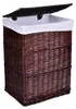 A brown wicker laundry basket with a white liner and a lid. Anteprima dell’immagine prodotto