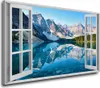 Wandbild Leinwandbild Fenster Mountain View Blue: Produktbild-Vorschau 1