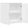 A white sideboard with its doors open, revealing two shelves. Voir les images du produit