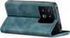 A teal flip case for a smartphone is shown open, revealing the phone's camera module. Produktbild-Vorschau