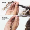 A split image showing a comparison of hair before and after using a hair treatment product. Náhled obrázku produktu