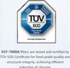 A certification seal for TÜV SÜD with text describing product testing and certification. Produktbild-Vorschau