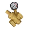 A brass water pressure reducer with a gauge, isolated on a white background. Náhľad obrázku produktu