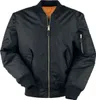A black bomber jacket with an orange lining is shown against a white background. Náhľad obrázku produktu