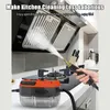 A hand is using a steam cleaner to clean a kitchen exhaust hood above a stove. Podgląd zdjęcia produktu