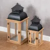 2er Set Laterne Braun Holz Metall Kerzenhalter Windlicht Produktbild-Vorschau 5