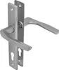 A silver door handle set with a rectangular escutcheon plate, shown against a white background. Náhled obrázku produktu