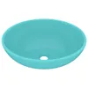 vidaXL s Ovales Waschbecken Matt Hellgrün 40x33 cm Keramik Produktbild-Vorschau 3