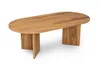 A wooden oval coffee table on a white background. Voir les images du produit