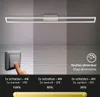 A ceiling light fixture is shown with different brightness levels indicated by a dimmer icon and text. Produktbild-Vorschau