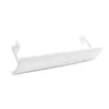 A white, curved wind deflector for an air conditioner, mounted on a white background with two clear plastic brackets. Produktbild-Vorschau