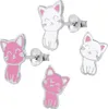 Ohrstecker Katze: bunte Kinderohrringe Silber 925 Weiß Produktbild-Vorschau 2