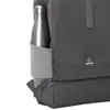 Close-up of a gray rucksack with a silver water bottle in a side pocket. Anteprima dell’immagine prodotto
