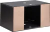A black and brown bathroom vanity unit with an open compartment. Podgląd zdjęcia produktu