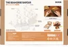 The image shows the packaging of a 3D wooden model ship kit, 'The Seahorse Barque'. It includes a diagram of the ship, instructions, and images of other models. Náhled obrázku produktu