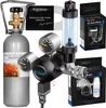 A collection of aquarium CO2 equipment, including a cylinder, regulator, diffuser, and test kit, arranged on a white background. Anteprima dell’immagine prodotto