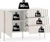 A white sideboard with drawers and doors, with weight indicators shown on different sections. Produktbild-Vorschau