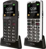Two Beafon SL260 mobile phones, one black and one silver, are shown in their charging docks against a white background. Produktbild-Vorschau