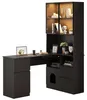 Bureau d'angle avec étagère et vitrine à LED, 120 x 80 x Voir les images du produit 6