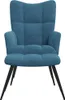 A blue velvet armchair with black legs, shown from the front on a white background. Voir les images du produit