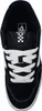 A top-down view of a black Vans sneaker with white laces. Voir les images du produit