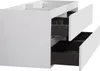 A white bathroom vanity cabinet with two drawers partially open, revealing dark gray interior drawers. Anteprima dell’immagine prodotto