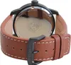 Close-up view of the back of a watch with a leather strap. Produktbild-Vorschau