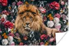 MuchoWow® Poster Löwen - Blumen - Farbe 90x60 cm - Produktbild-Vorschau 1