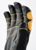 Schwarze Lederhandschuhe mit gelben Nähten und einem orangefarbenen Verstärkungselement an der Handfläche; Modell "Ergo Grip Active - 5 finger" von Hestra. Podgląd zdjęcia produktu
