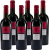 A group of six bottles of red wine against a white background. Produktbild-Vorschau