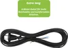 A black power cord is shown coiled on a white background, with a green overlay box containing text above it. Produktbild-Vorschau