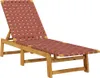 A chaise lounge chair with a wooden frame and red fabric webbing. Podgląd zdjęcia produktu