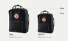 Two black Fjällräven Kånken backpacks of different sizes are shown side-by-side with their dimensions indicated. Anteprima dell’immagine prodotto
