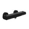 A black matte shower mixer tap with two circular wall mounts and a central control unit. Produktbild-Vorschau