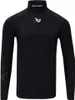 A black long-sleeved shirt with a turtleneck and a logo on the chest. Náhľad obrázku produktu