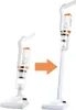 A split image showing a vacuum cleaner in two different configurations: one compact and one extended. Produktbild-Vorschau