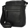A black leather crossbody bag is shown against a white background. Anteprima dell’immagine prodotto