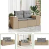 The Living Store Gartensofa mit Kissen 2-Sitzer Beige Poly Produktbild-Vorschau 1